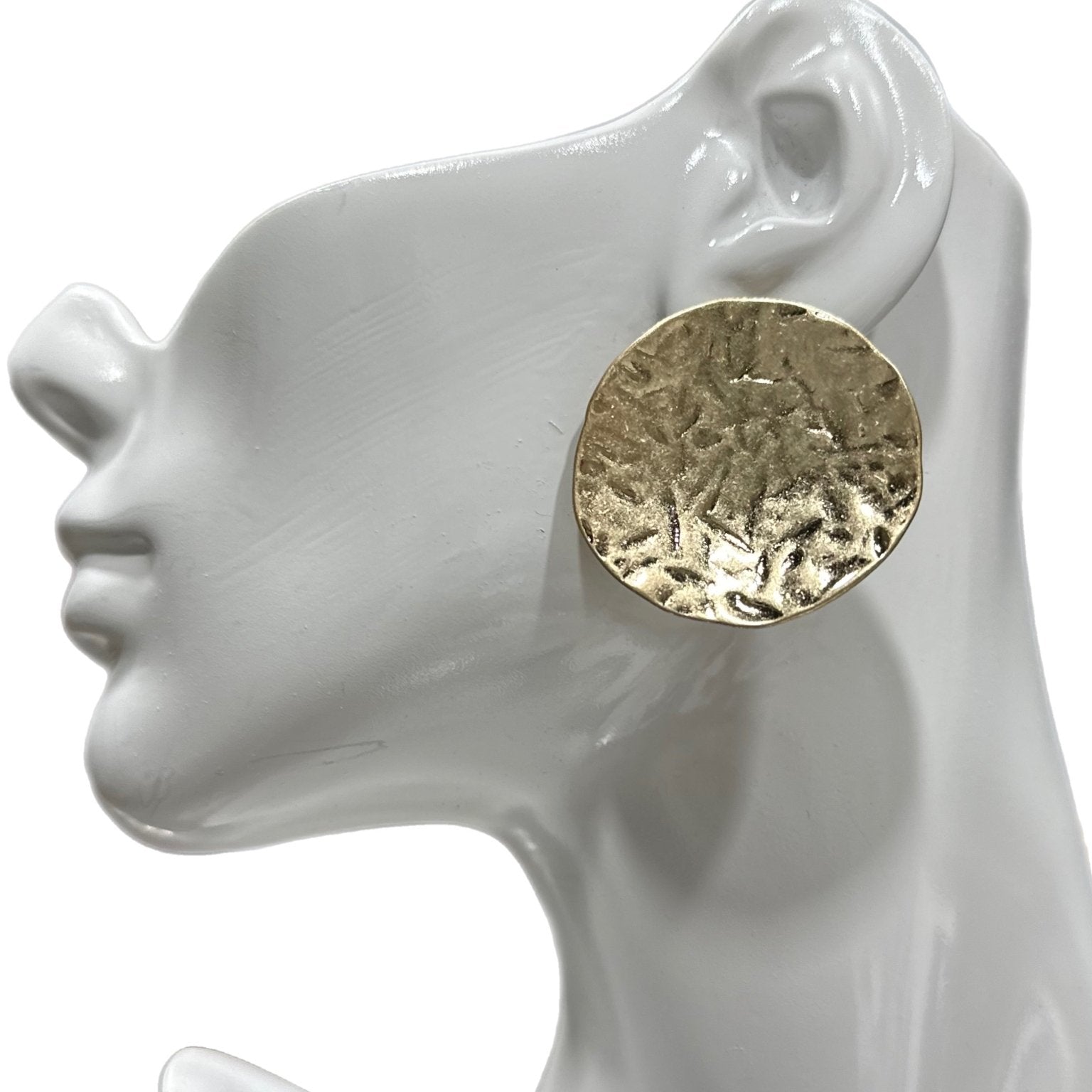 Keba Hammered statement hollow stud earrings - Trufacebygrace