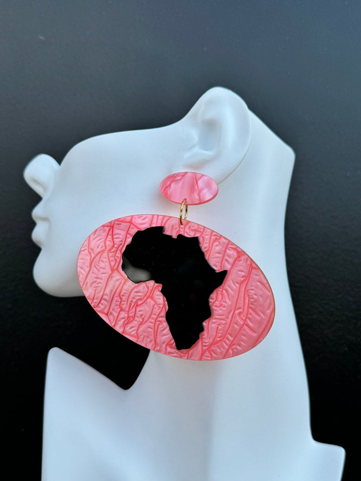Kisasa Oval Resin Africa Map Earrings - Trufacebygrace