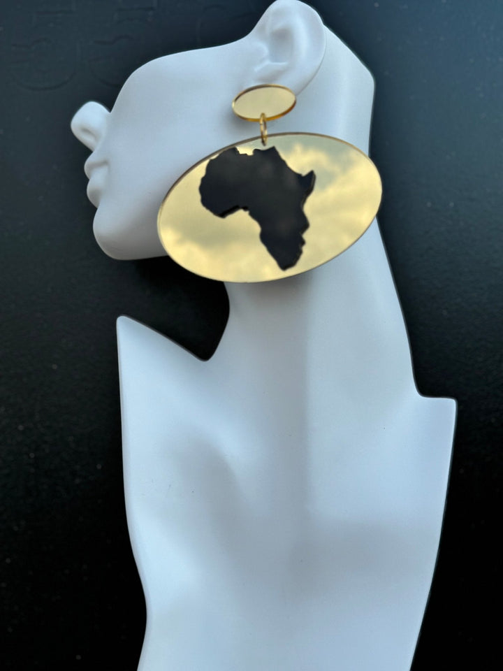 Kisasa Oval Resin Africa Map Earrings - Trufacebygrace