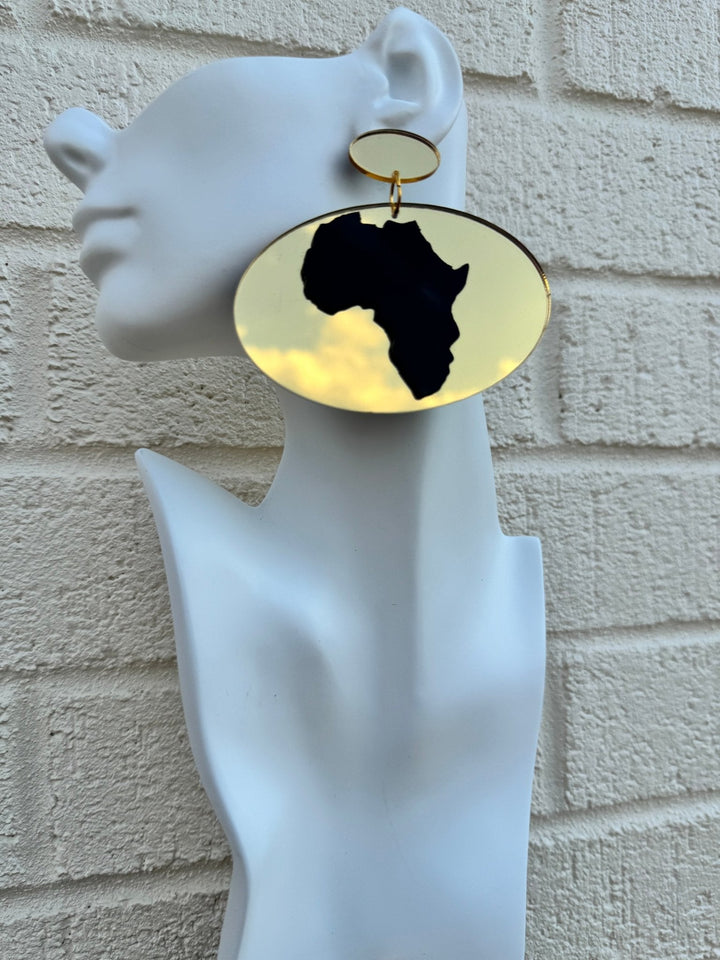Kisasa Oval Resin Africa Map Earrings - Trufacebygrace