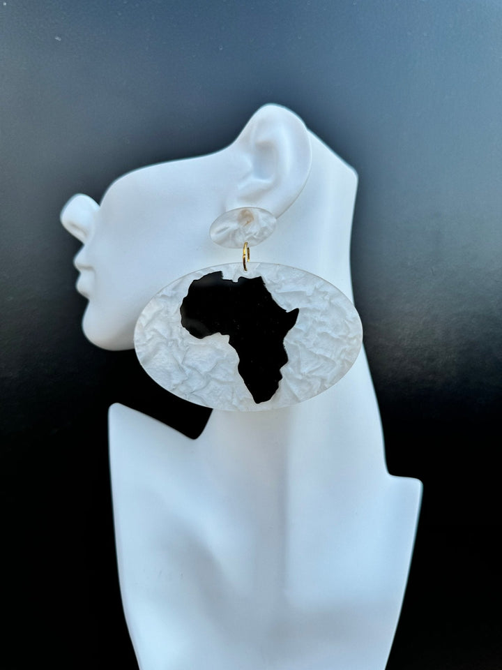 Kisasa Oval Resin Africa Map Earrings - Trufacebygrace