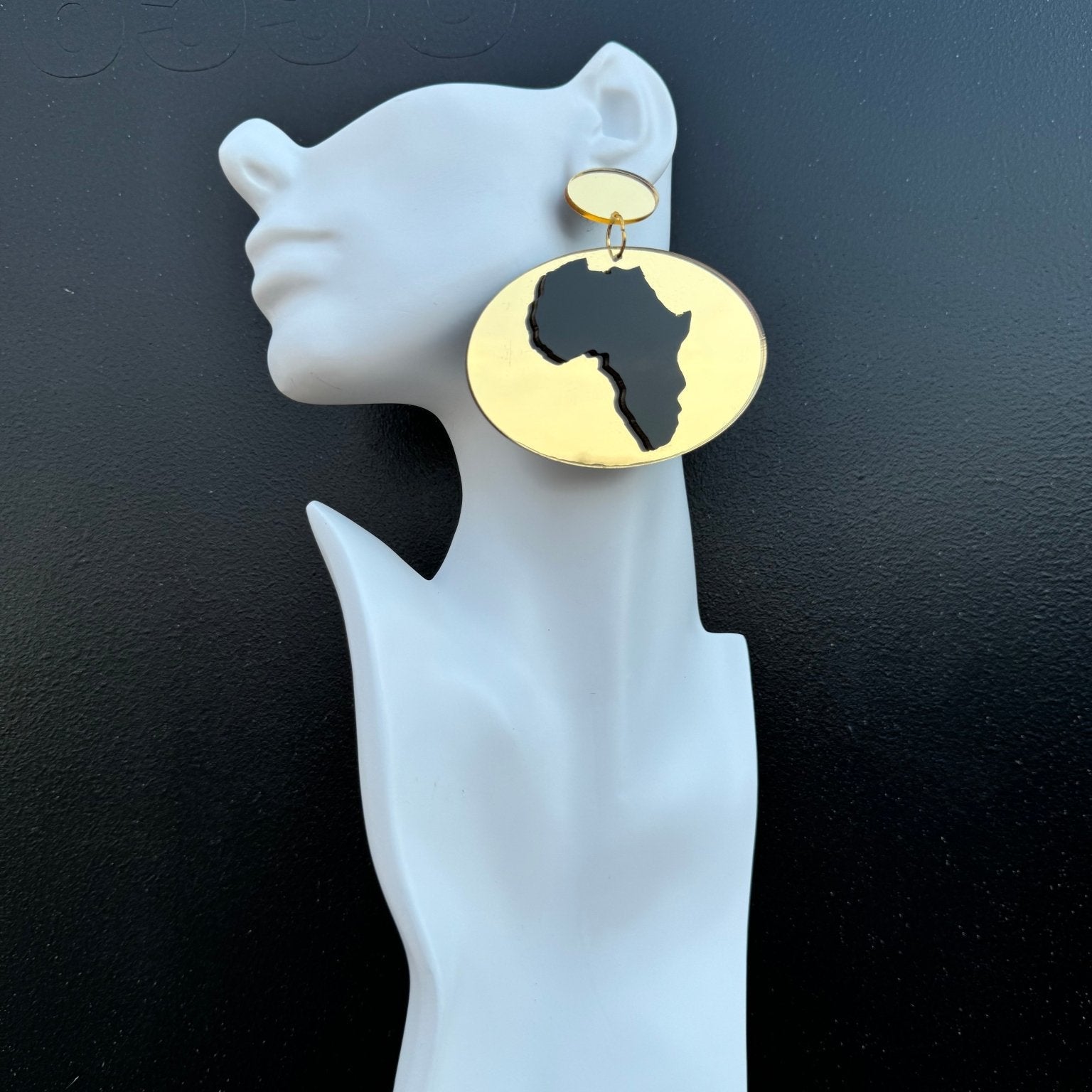 Kisasa Oval Resin Africa Map Earrings - Trufacebygrace
