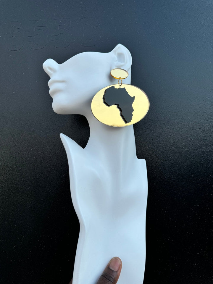 Kisasa Oval Resin Africa Map Earrings - Trufacebygrace