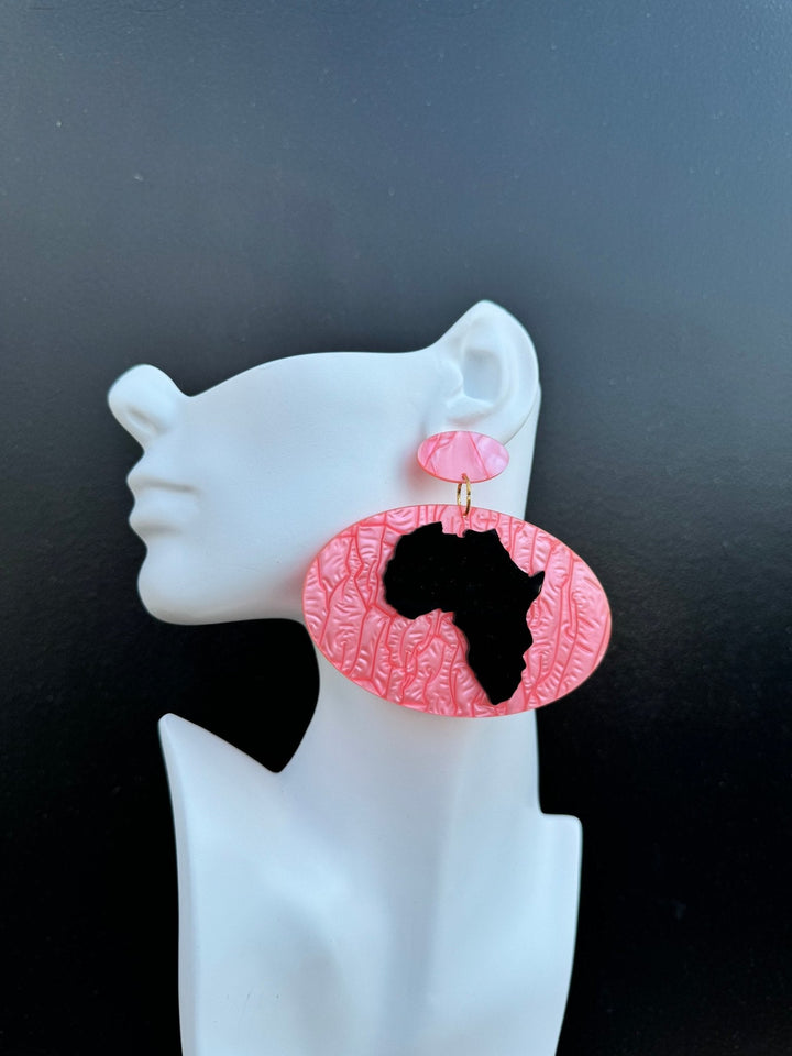 Kisasa Oval Resin Africa Map Earrings - Trufacebygrace