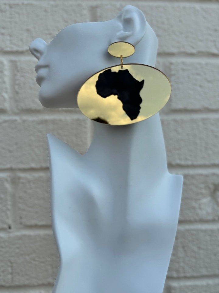 Kisasa Oval Resin Africa Map Earrings - Trufacebygrace