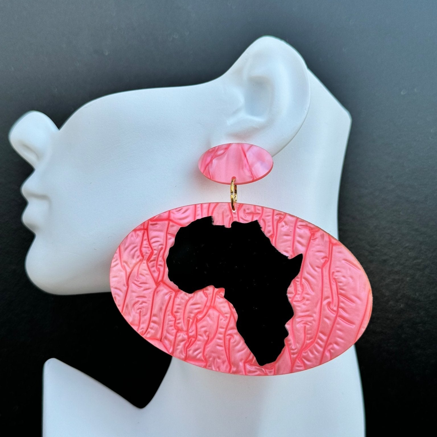 Kisasa Oval Resin Africa Map Earrings - Trufacebygrace