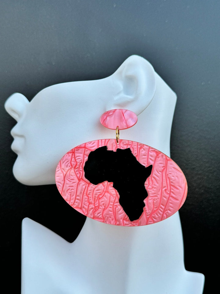 Kisasa Oval Resin Africa Map Earrings - Trufacebygrace