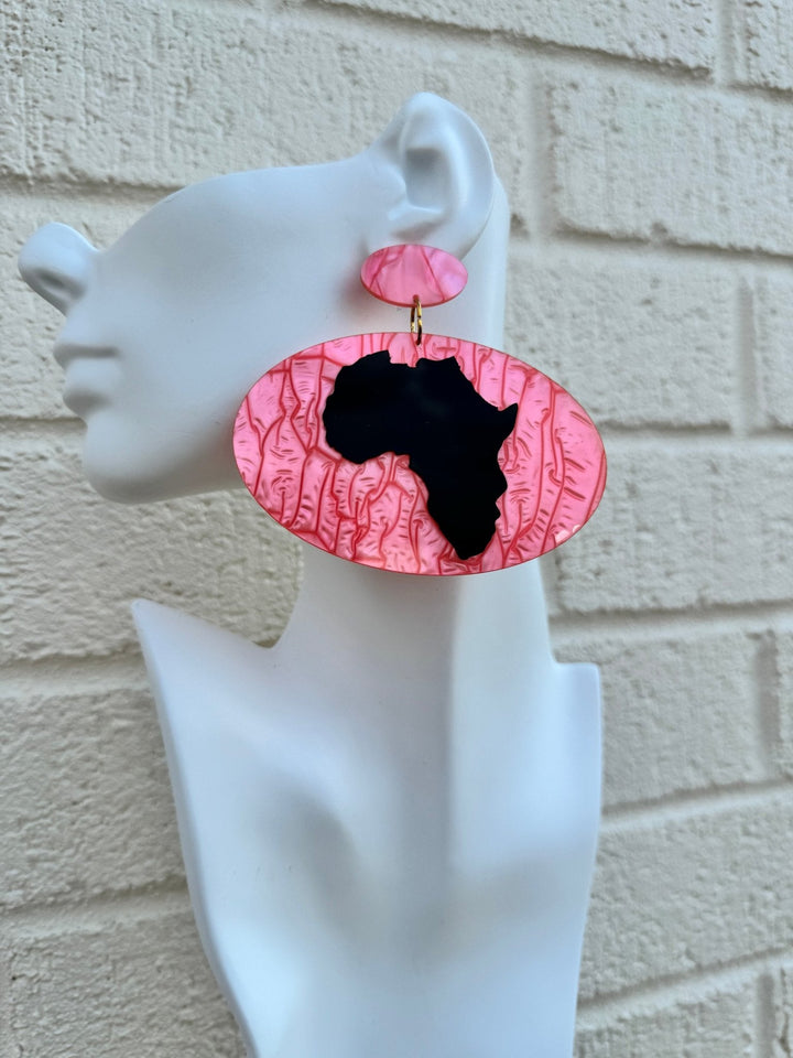 Kisasa Oval Resin Africa Map Earrings - Trufacebygrace