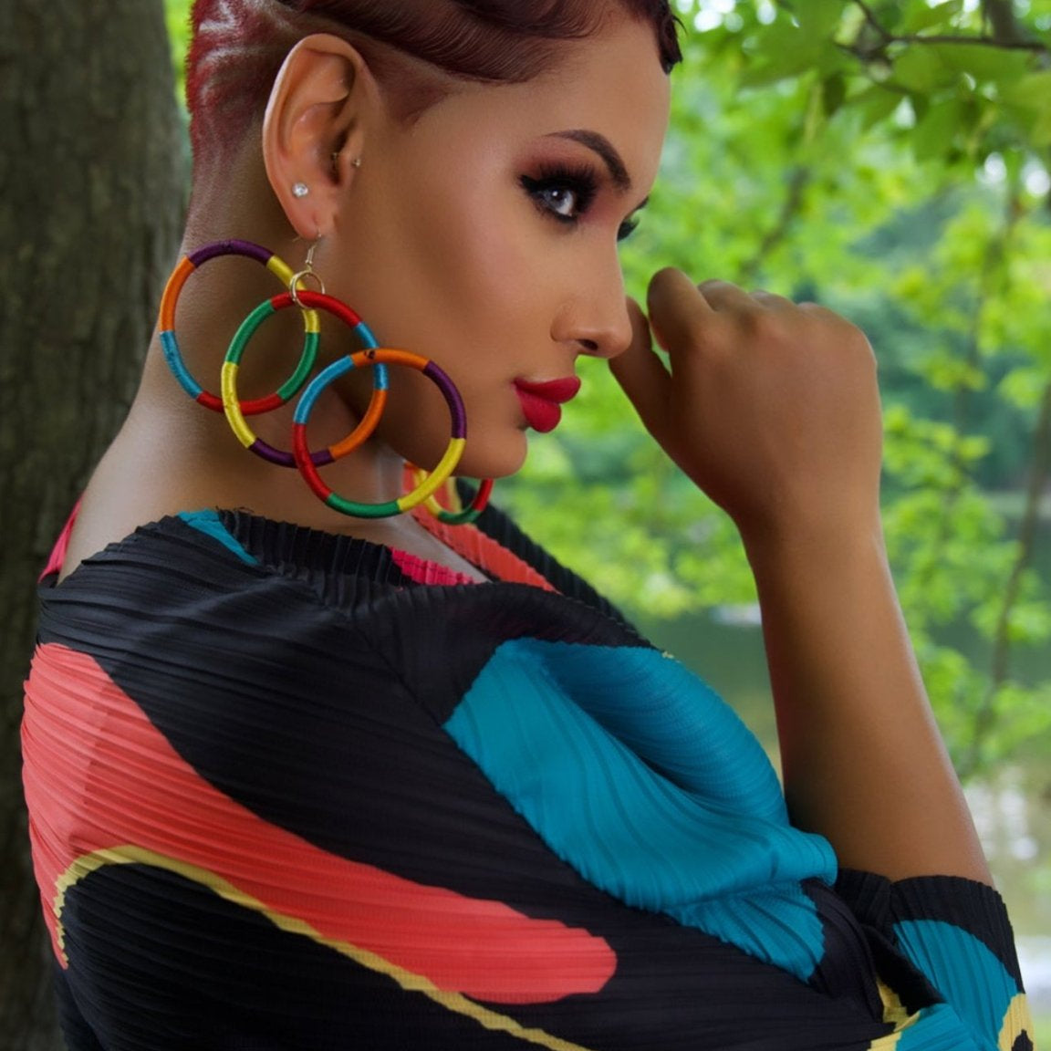 Kukua 3 ring horizontal Earrings - Trufacebygrace