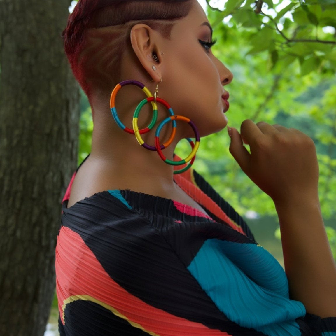 Kukua 3 ring horizontal Earrings - Trufacebygrace
