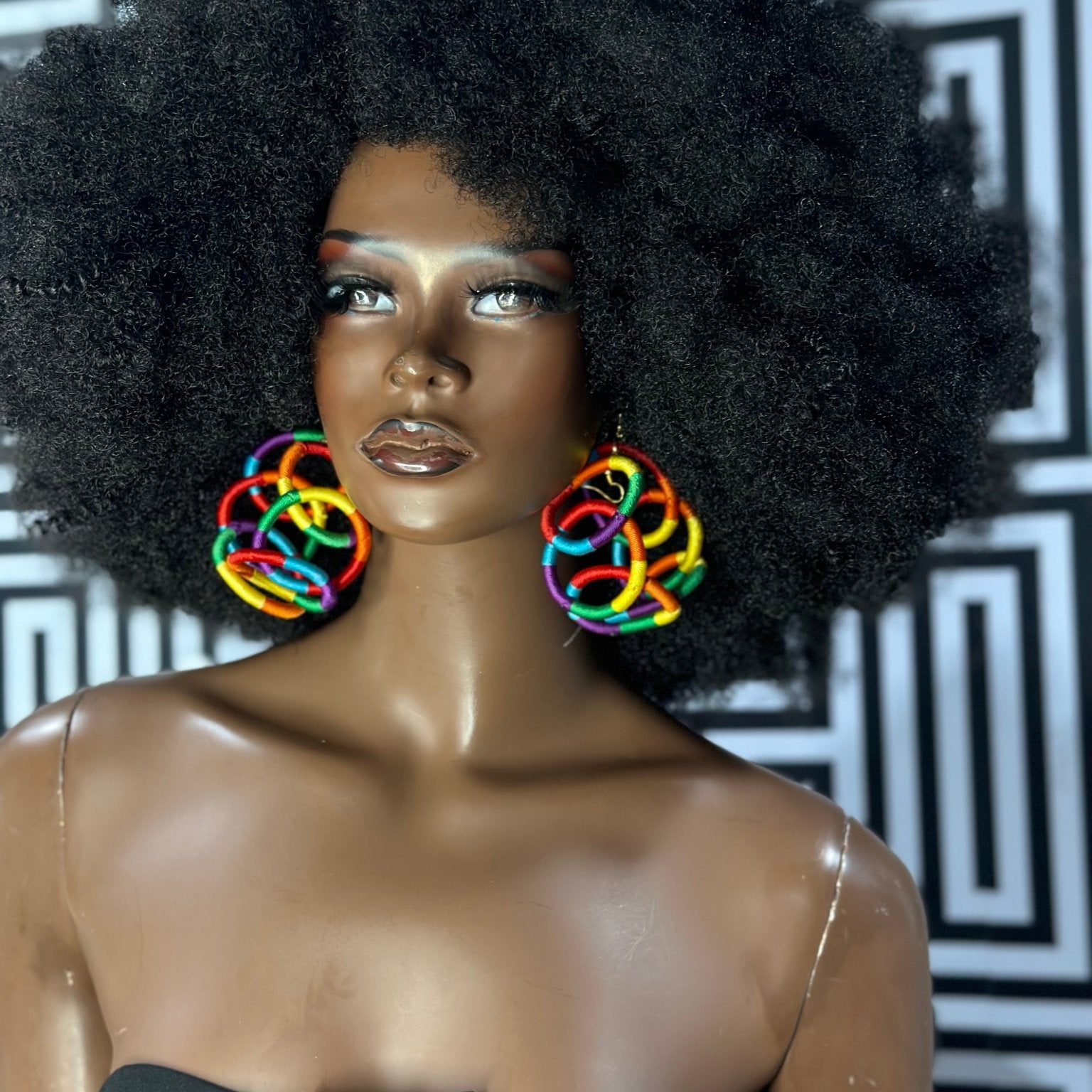Kukua thread Circular Rings Statement Earrings - Trufacebygrace