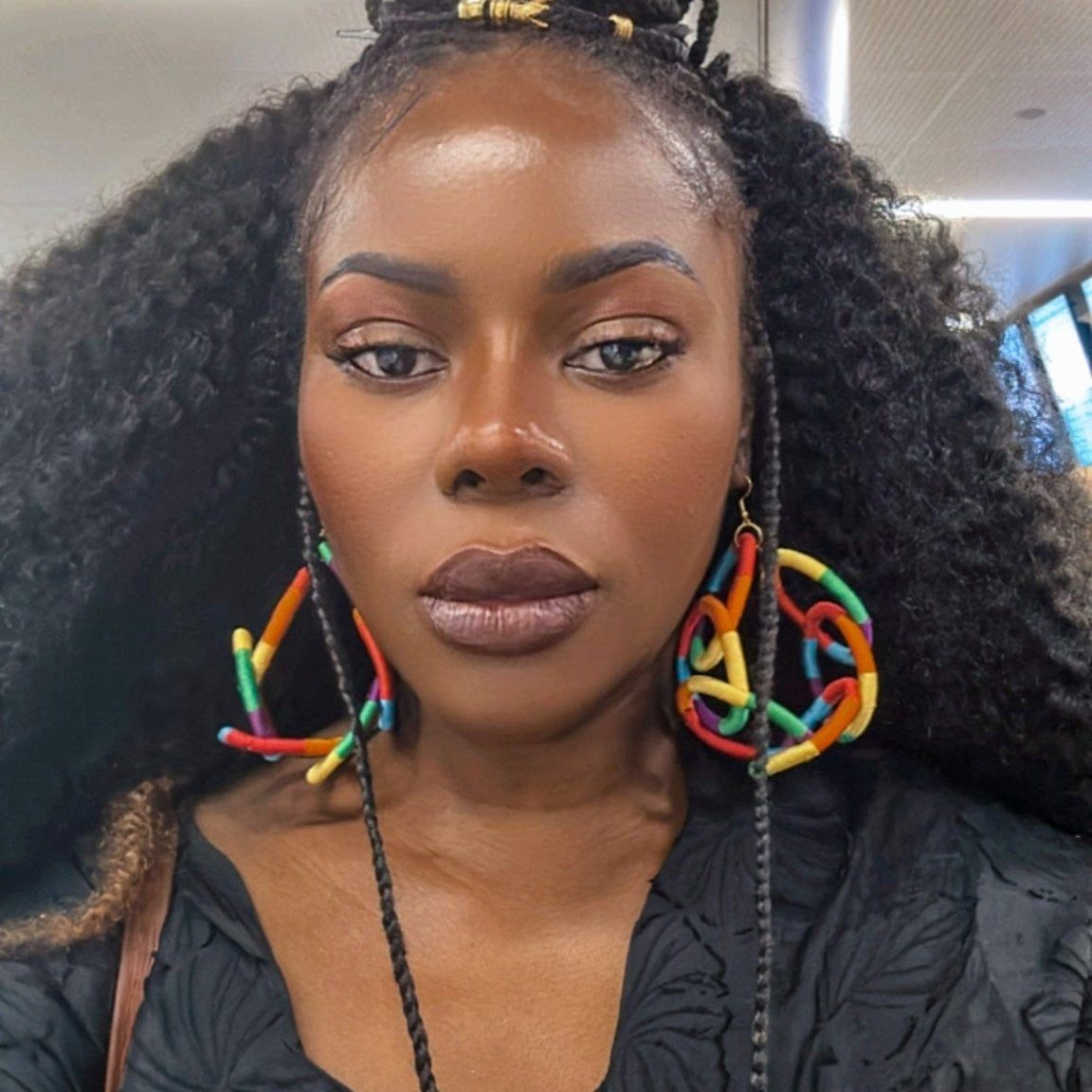 Kukua thread Circular Rings Statement Earrings - Trufacebygrace
