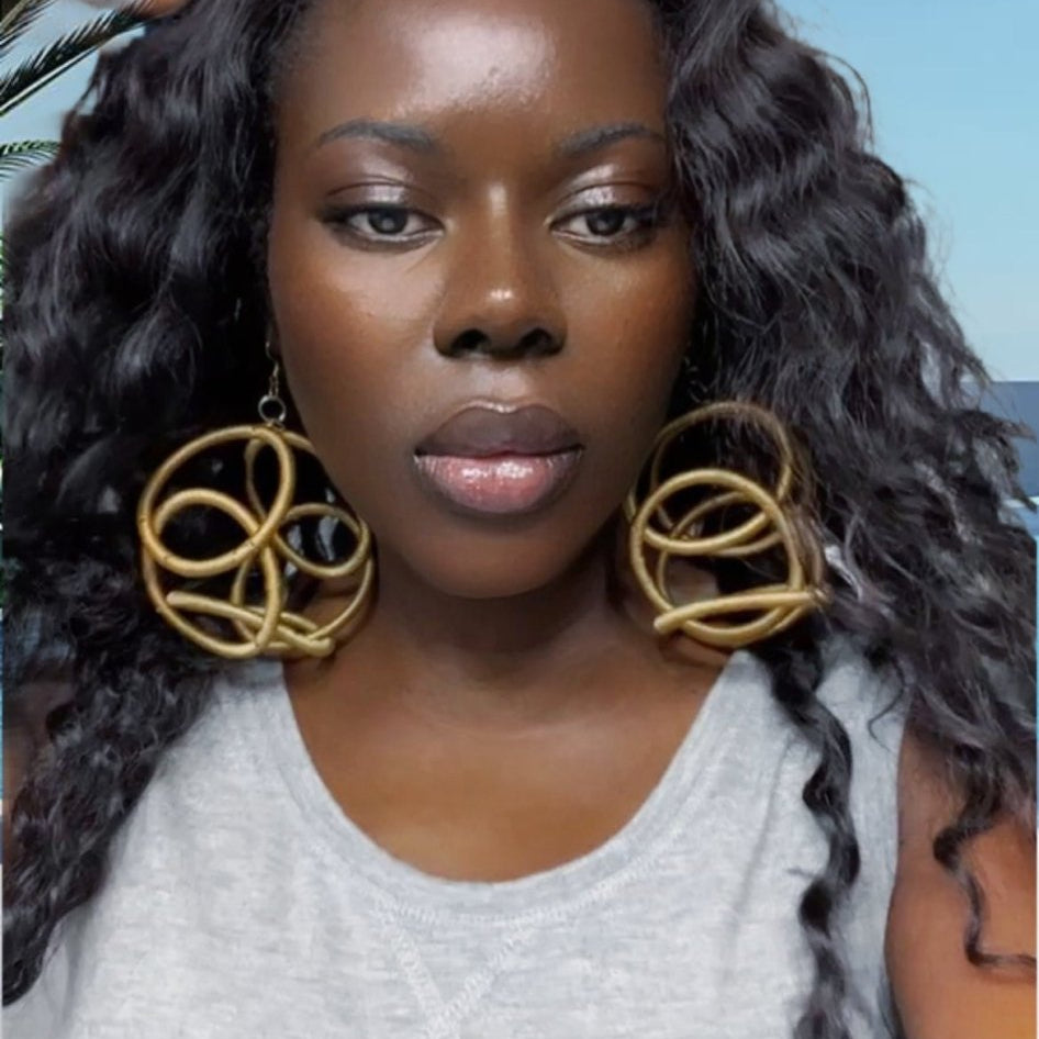Kukua thread Circular Rings Statement Earrings - Trufacebygrace