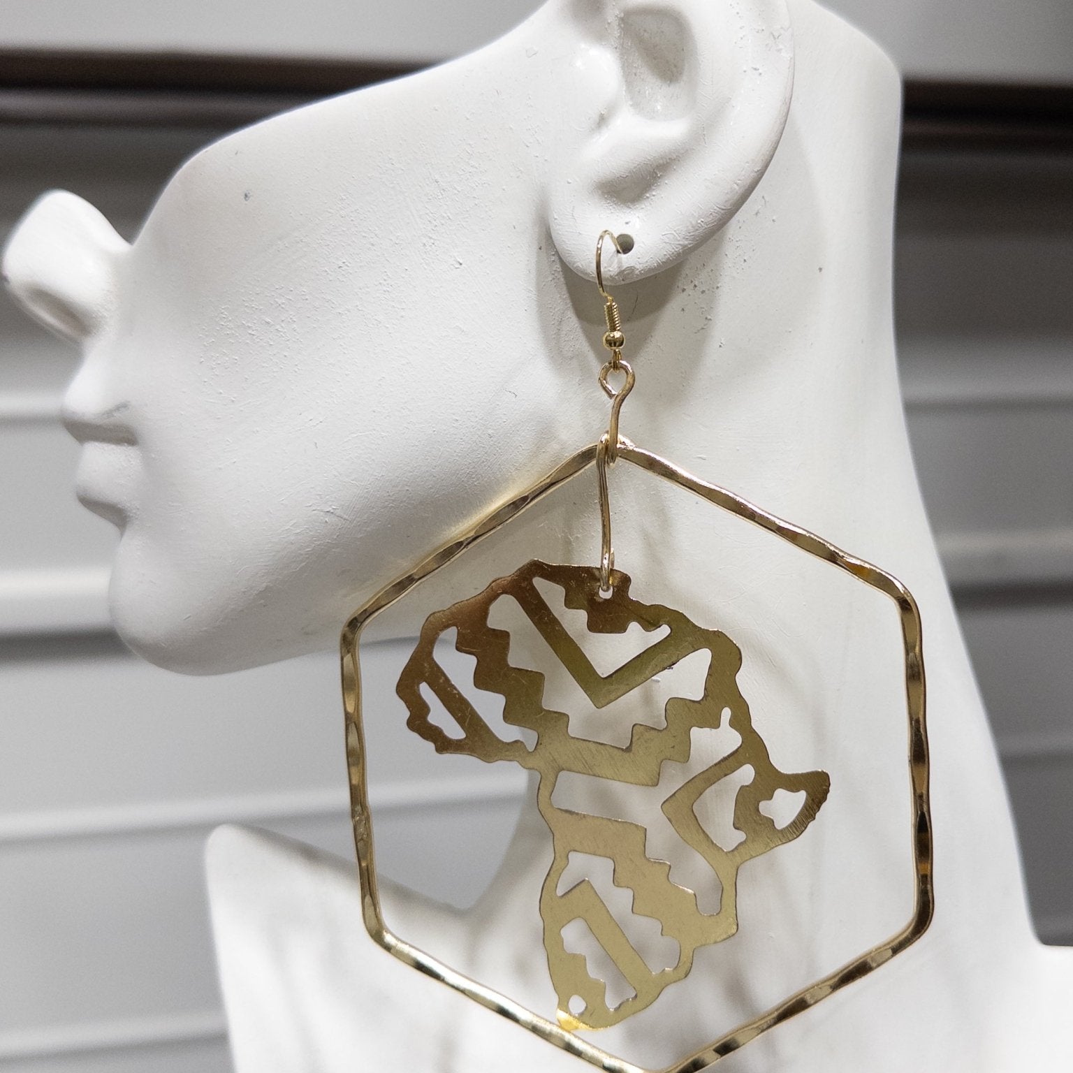 Laser Africa Map Hexagon Earring - Trufacebygrace