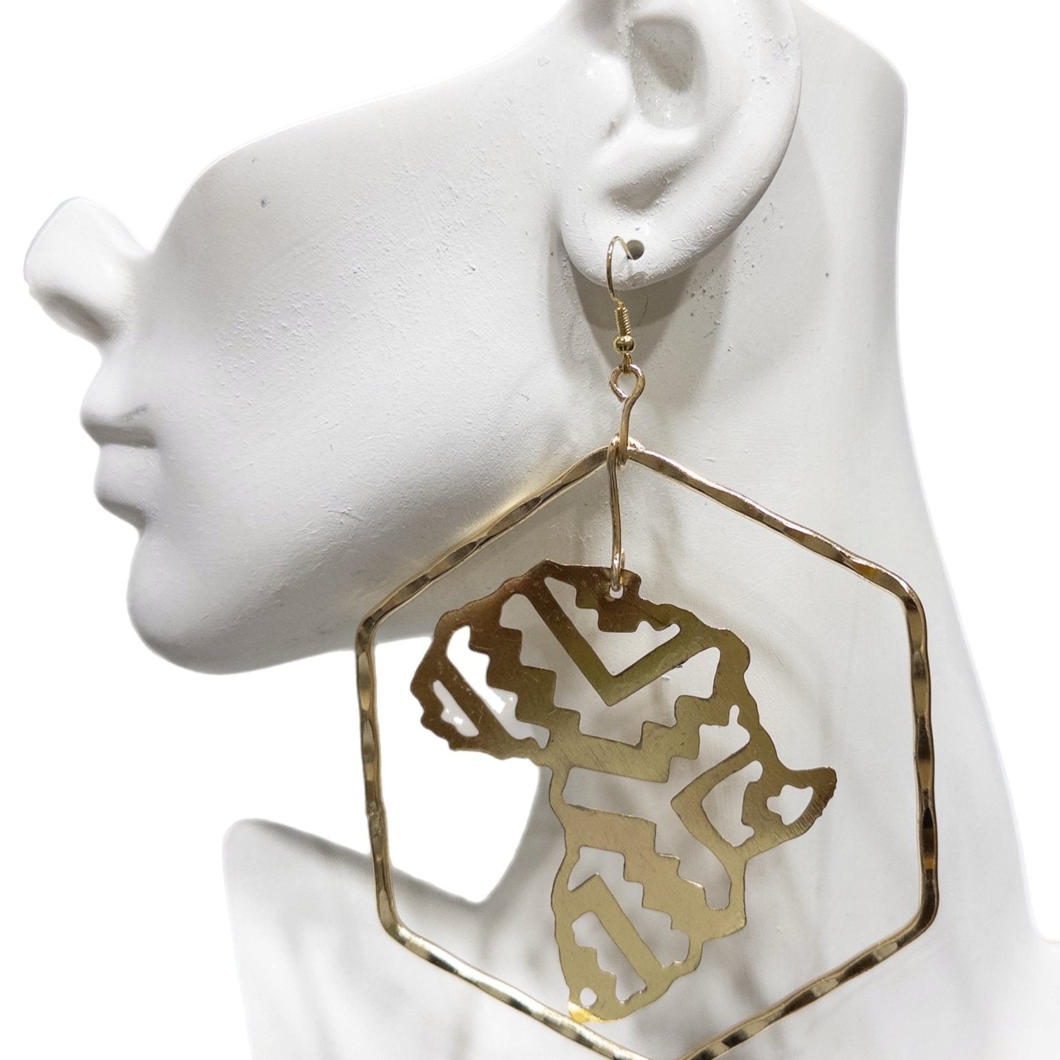 Laser Africa Map Hexagon Earring - Trufacebygrace
