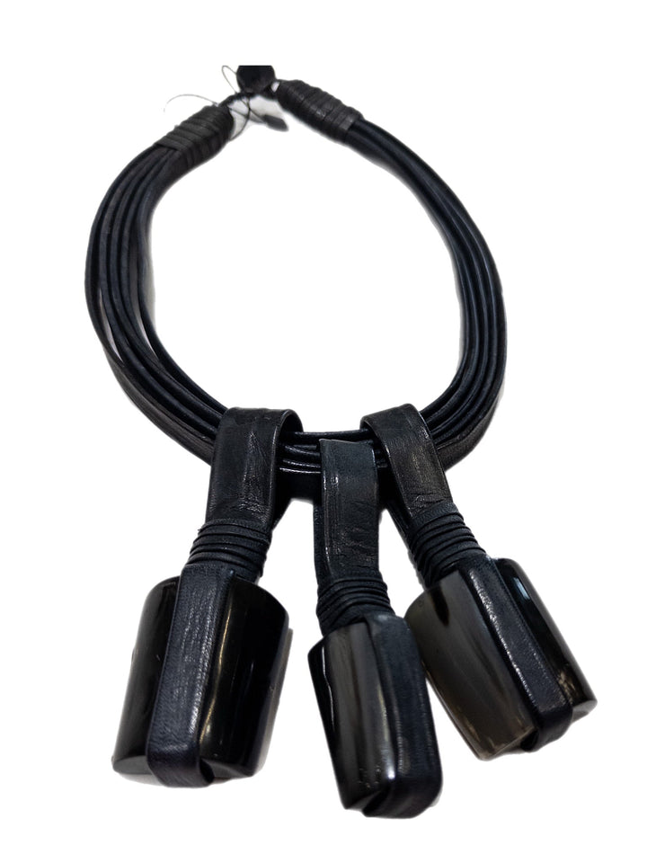 Leather Necklace with Horn Pendants - Trufacebygrace
