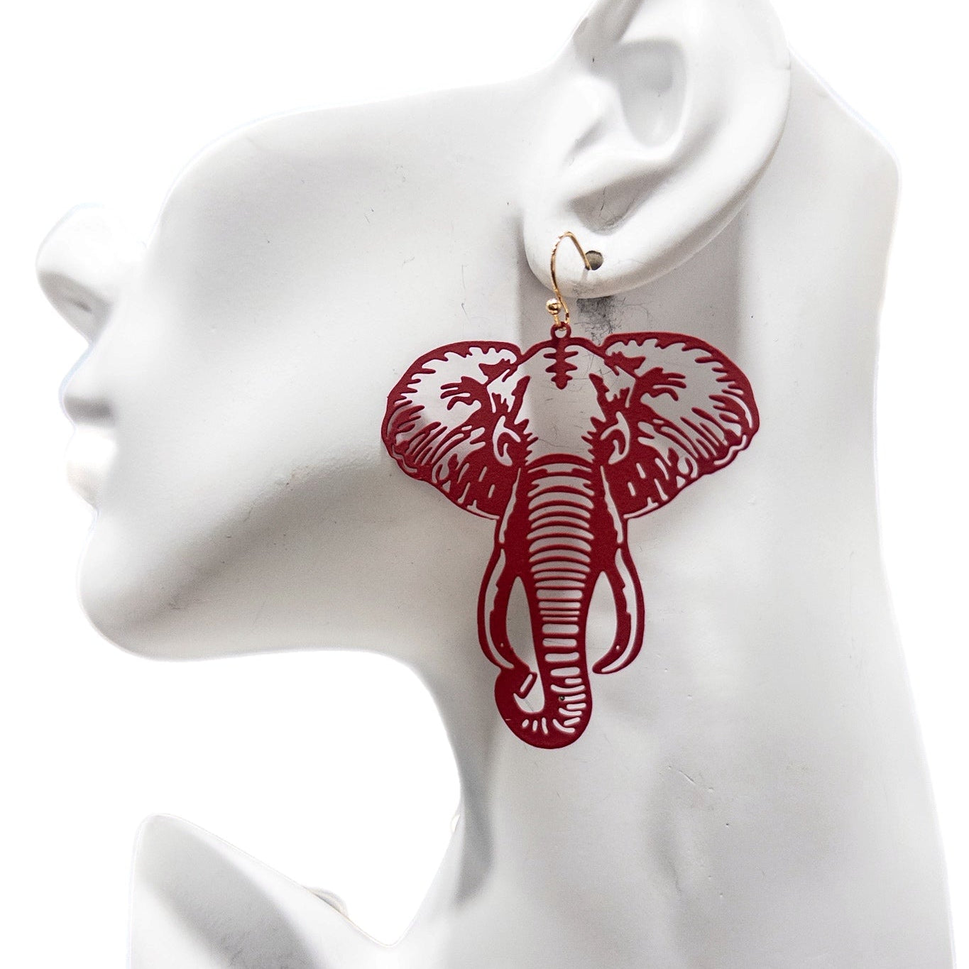 Lightweight Osuno elephant head Cut out Brass Earrings - Trufacebygrace