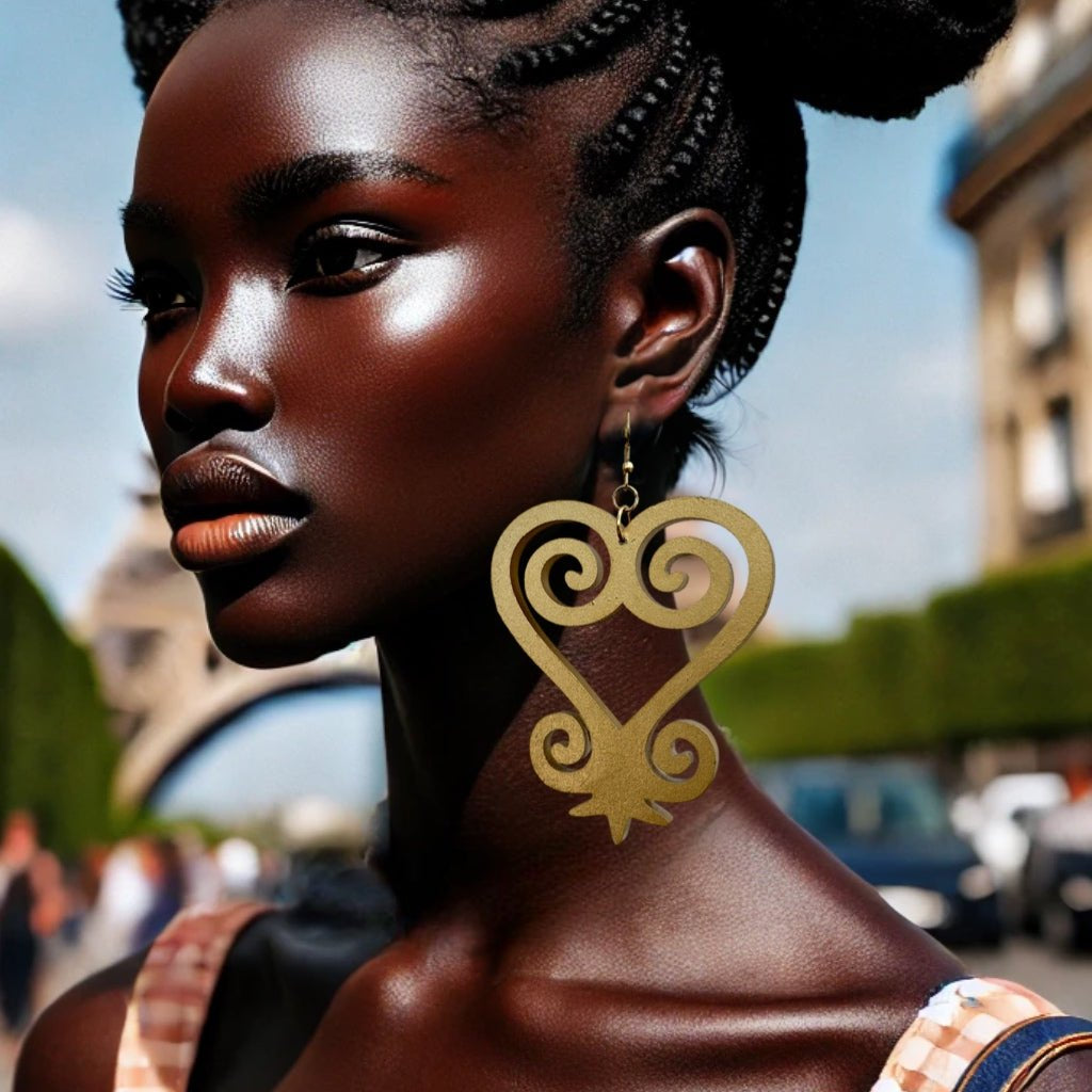 Lightweight Sankofa Painted Wood Earrings - Trufacebygrace