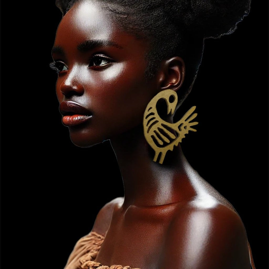 Lightweight Sankofa Painted Wood Earrings - Trufacebygrace