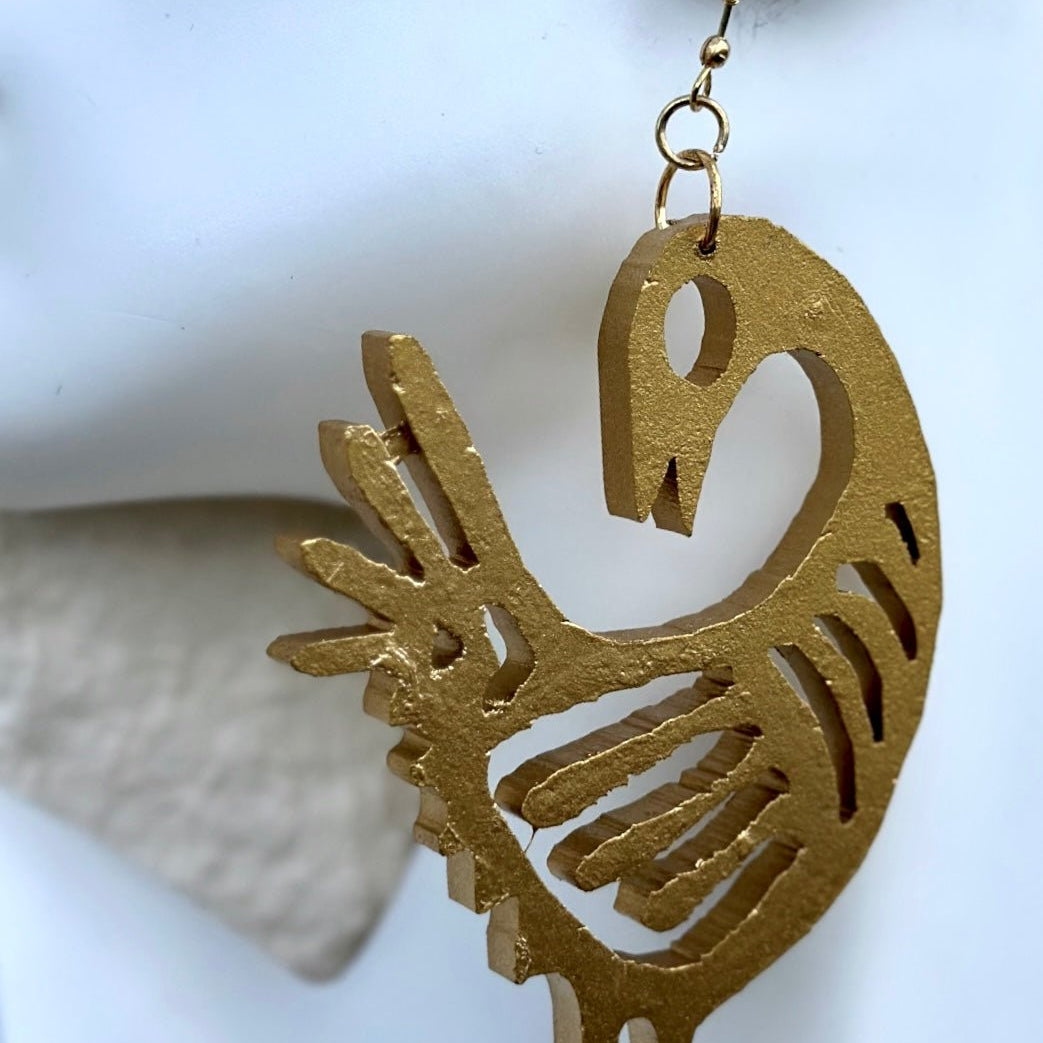 Lightweight Sankofa Painted Wood Earrings - Trufacebygrace