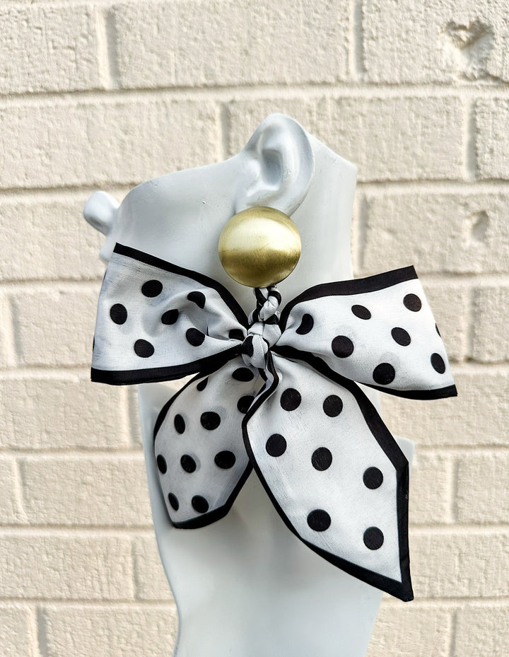 Luxe Bow Earrings - Polka Dot - Trufacebygrace