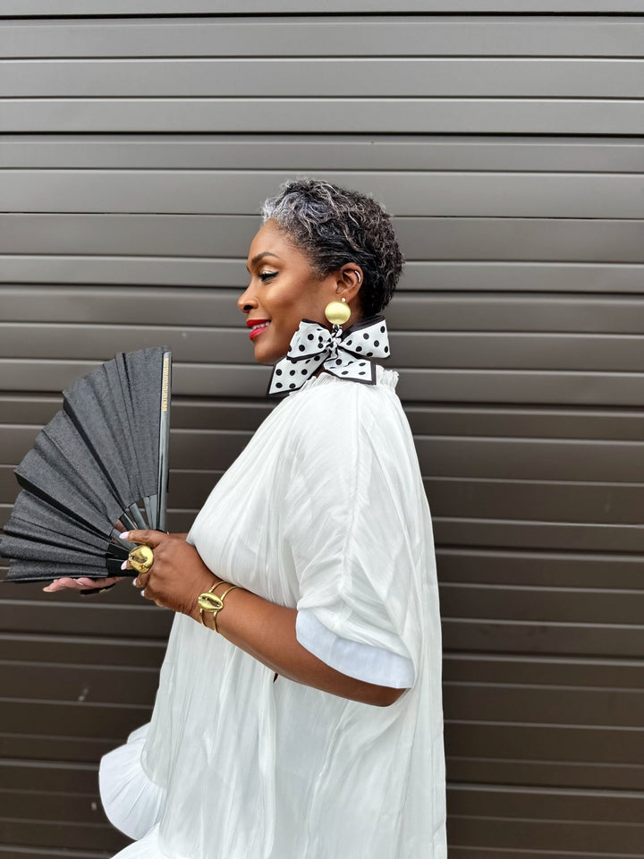 Luxe Bow Earrings - Polka Dot - Trufacebygrace