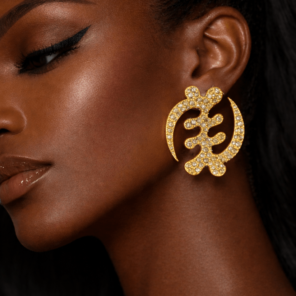 Luxe Crystal Gye Nyame Earrings - Trufacebygrace