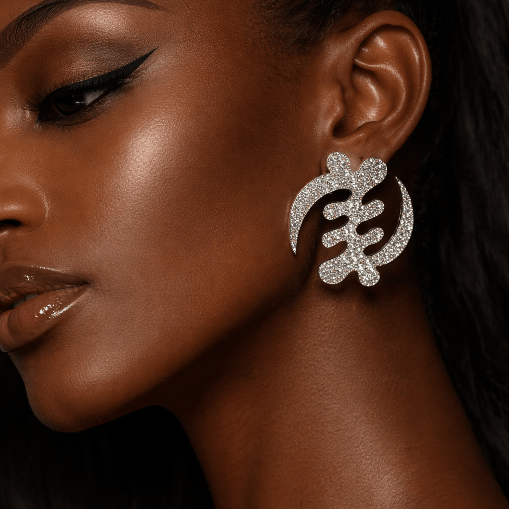 Luxe Crystal Gye Nyame Earrings - Trufacebygrace