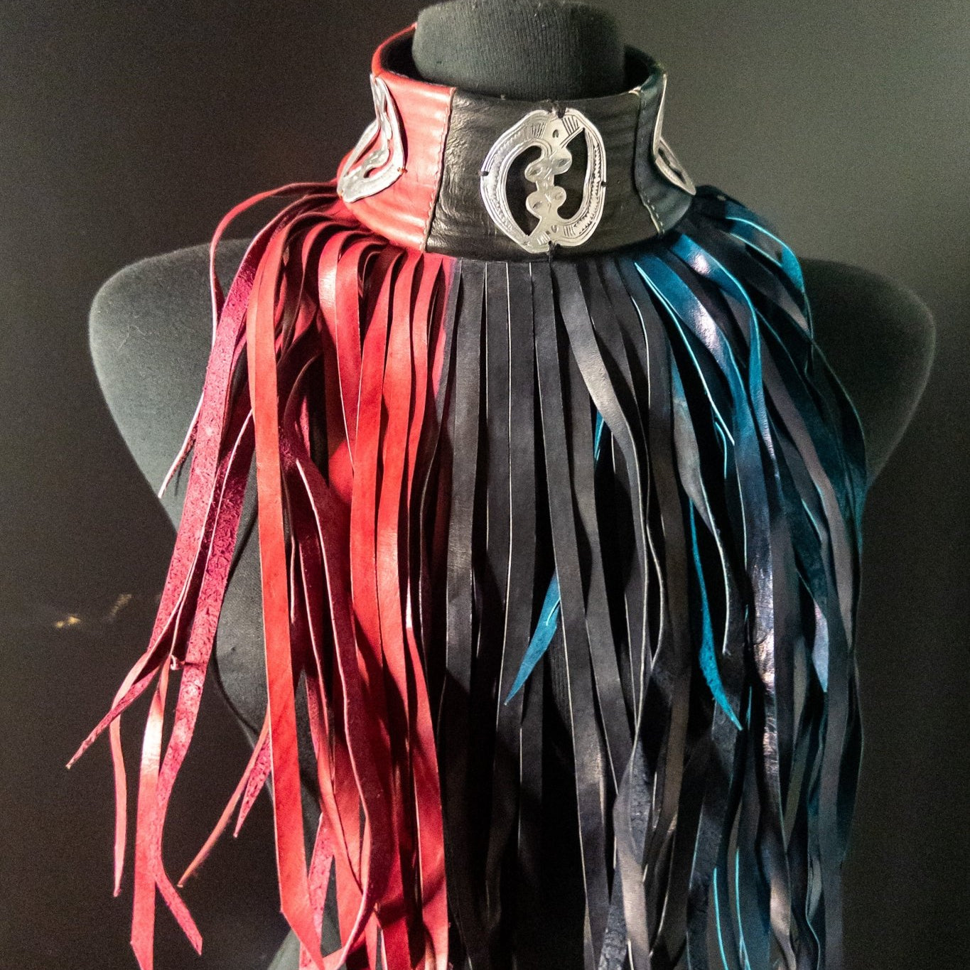 Mali Fringe Tie - and - Dye Genuine Leather Choker / Necklace - Trufacebygrace