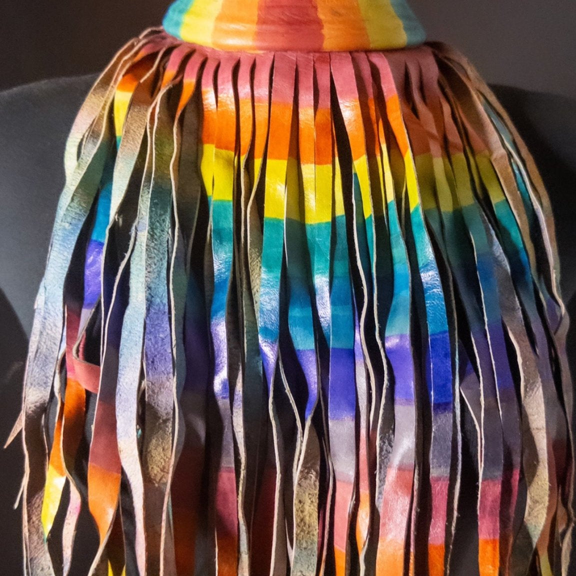 Mali Fringe Tie - and - Dye Genuine Leather Choker / Necklace - Trufacebygrace