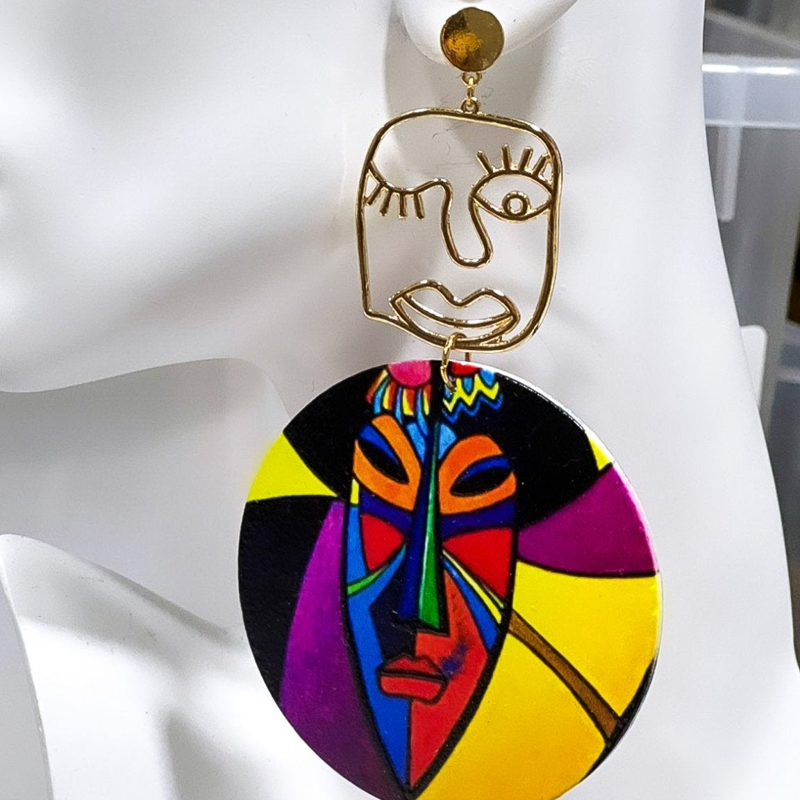 Mande African Face Mask Earrings - Trufacebygrace