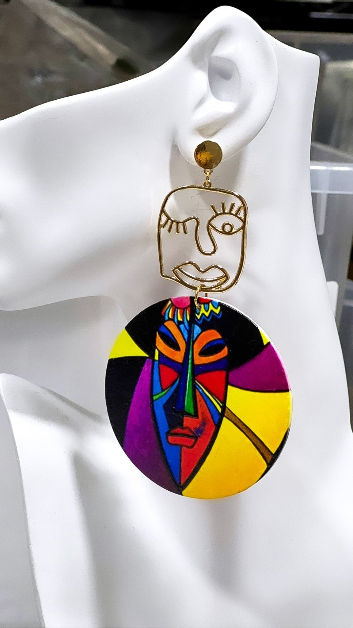 Mande African Face Mask Earrings - Trufacebygrace