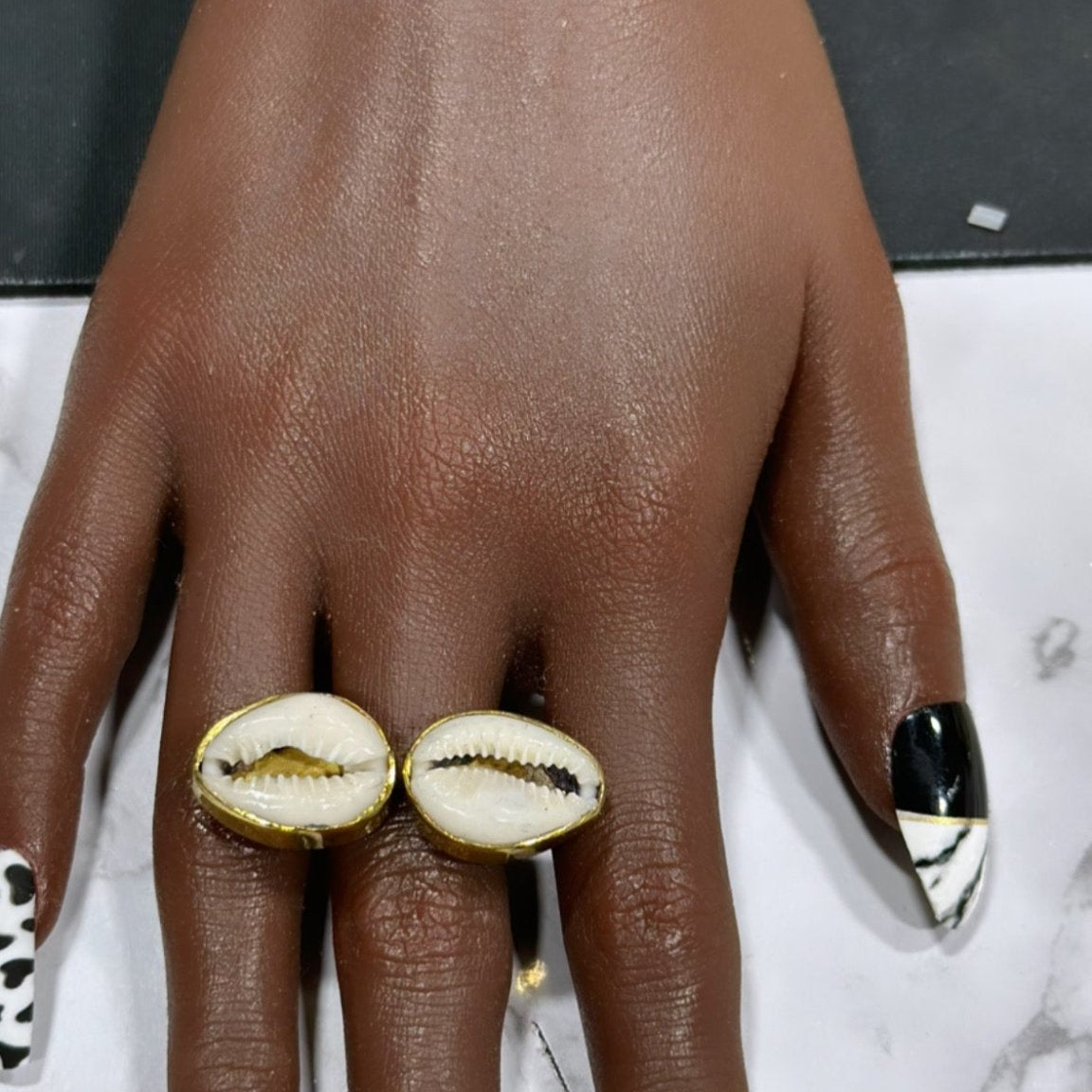Mapuma Adjustable Two Cowrie : cowry Shell Rings - Trufacebygrace