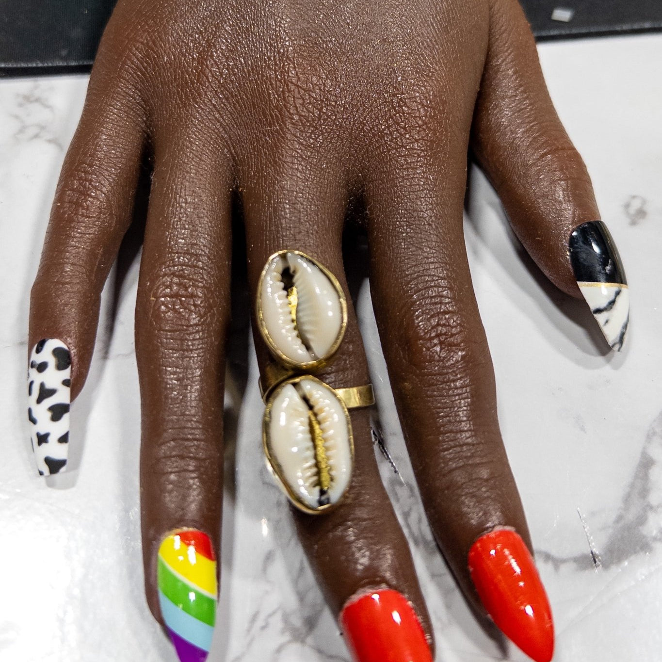 Mapuma Adjustable Two Cowrie : cowry Shell Rings - Trufacebygrace