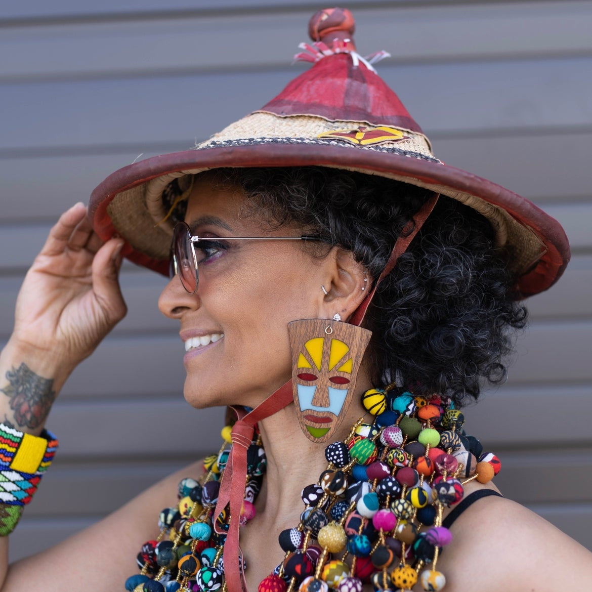 Mask Ya Mbao Oversized Stud Earrings - Trufacebygrace