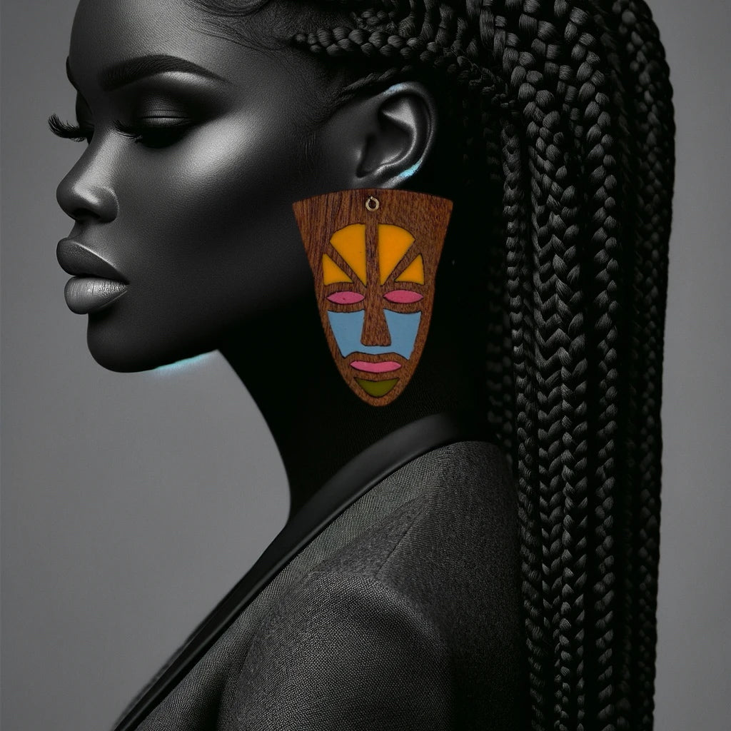 Mask Ya Mbao Oversized Stud Earrings - Trufacebygrace