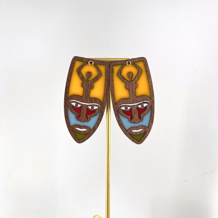 Mask Ya Mbao Oversized Stud Earrings - Trufacebygrace