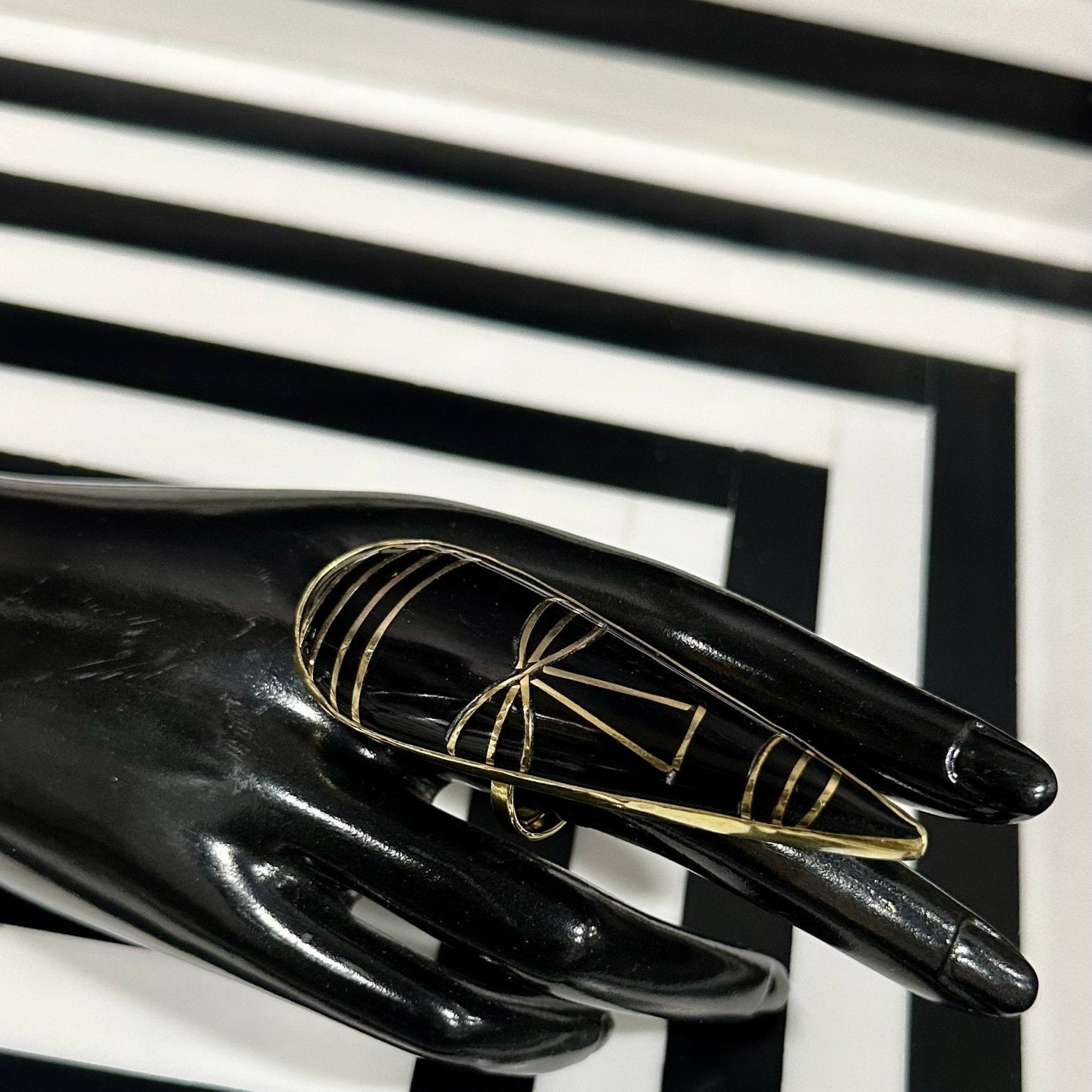 Maskhara Bone and Brass Tribal Mask Ring - Trufacebygrace