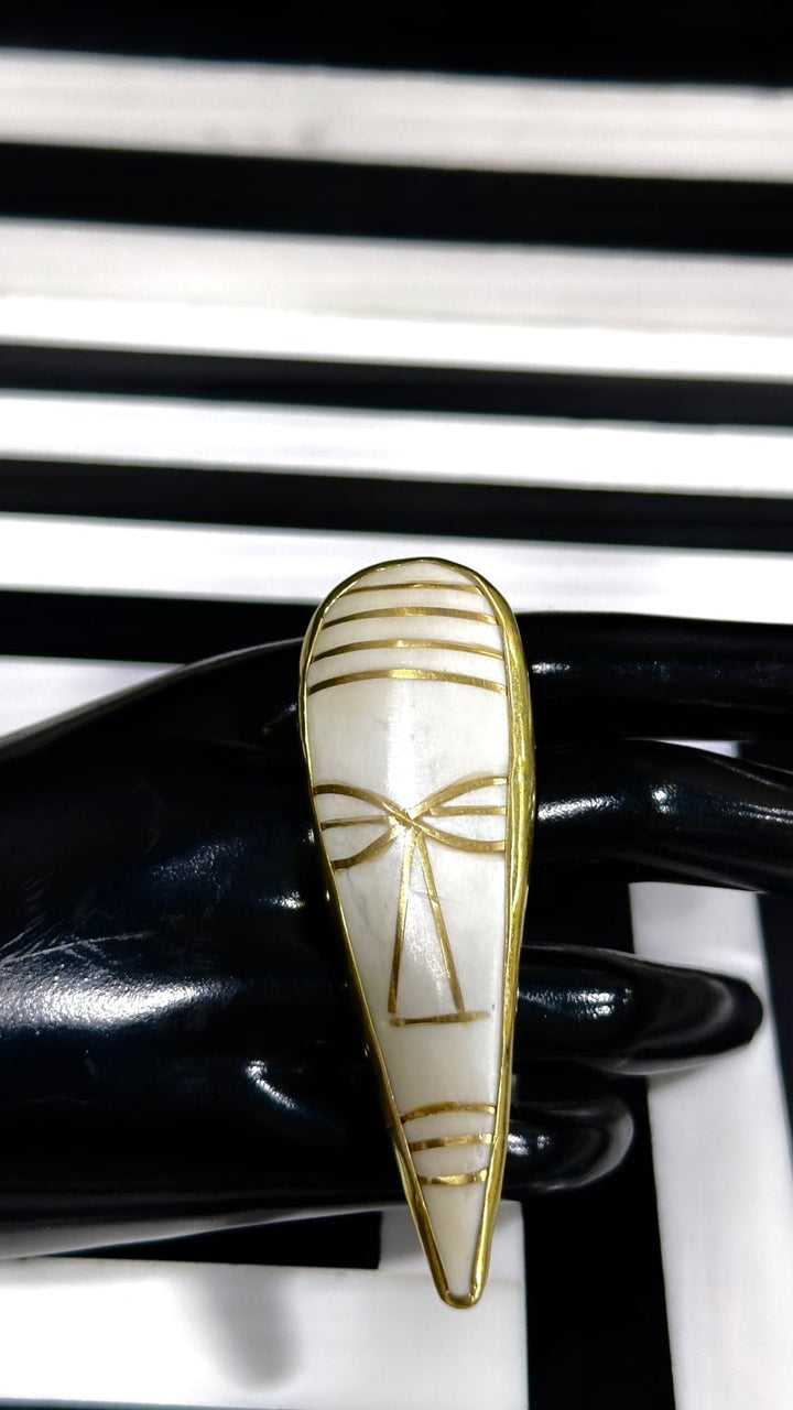 Maskhara Bone and Brass Tribal Mask Ring - Trufacebygrace