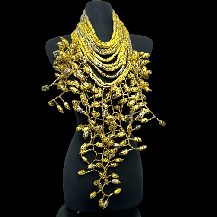 Metallic Gold Heritage Ntoma Kandy Branch Statement Necklace - Trufacebygrace