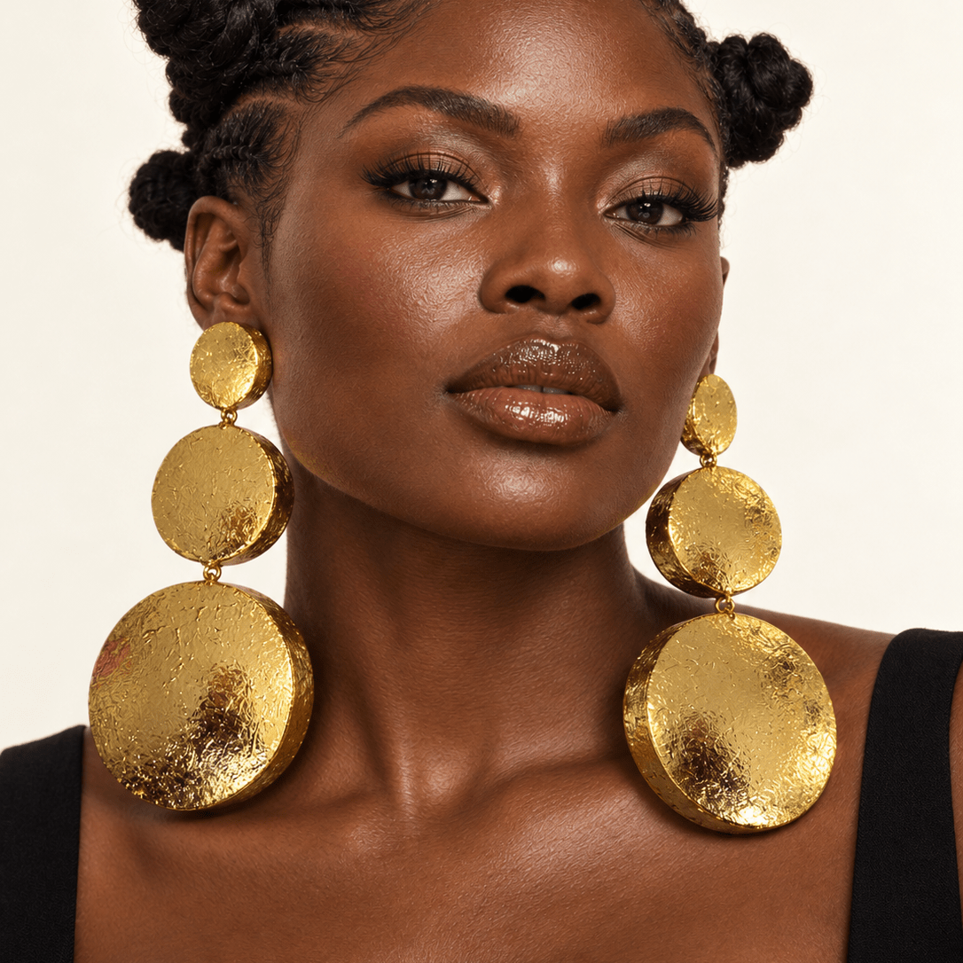 Miensa Gold Discs Foil Earrings - Trufacebygrace