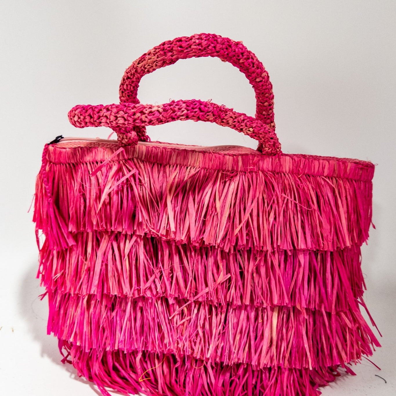 Mitende - Fringe Raffia / Straw tote beach Bag - Trufacebygrace