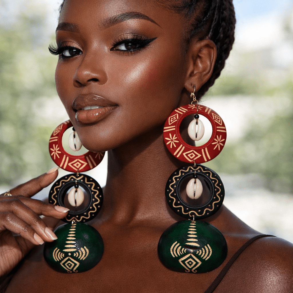 Mixed Colors Calabash Tribal Expressions Earrings - Trufacebygrace