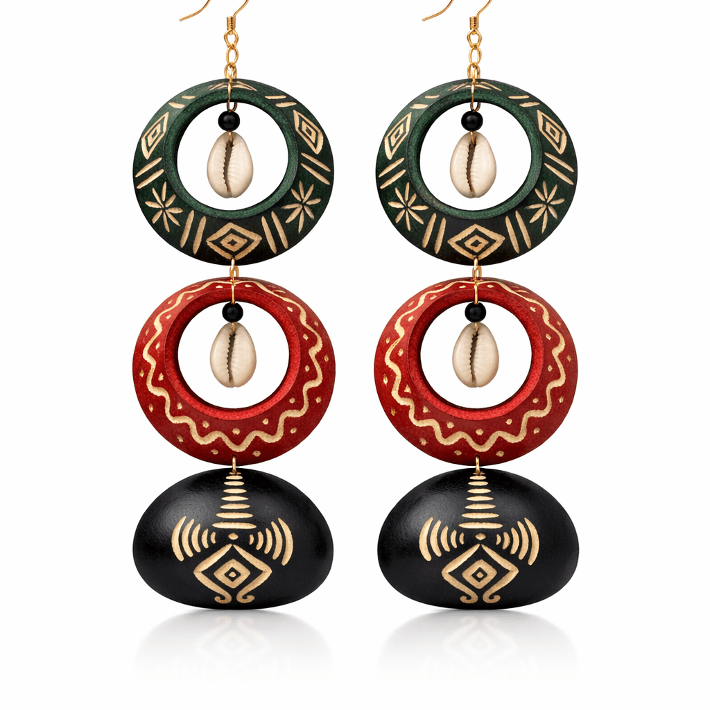 Mixed Colors Calabash Tribal Expressions Earrings - Trufacebygrace