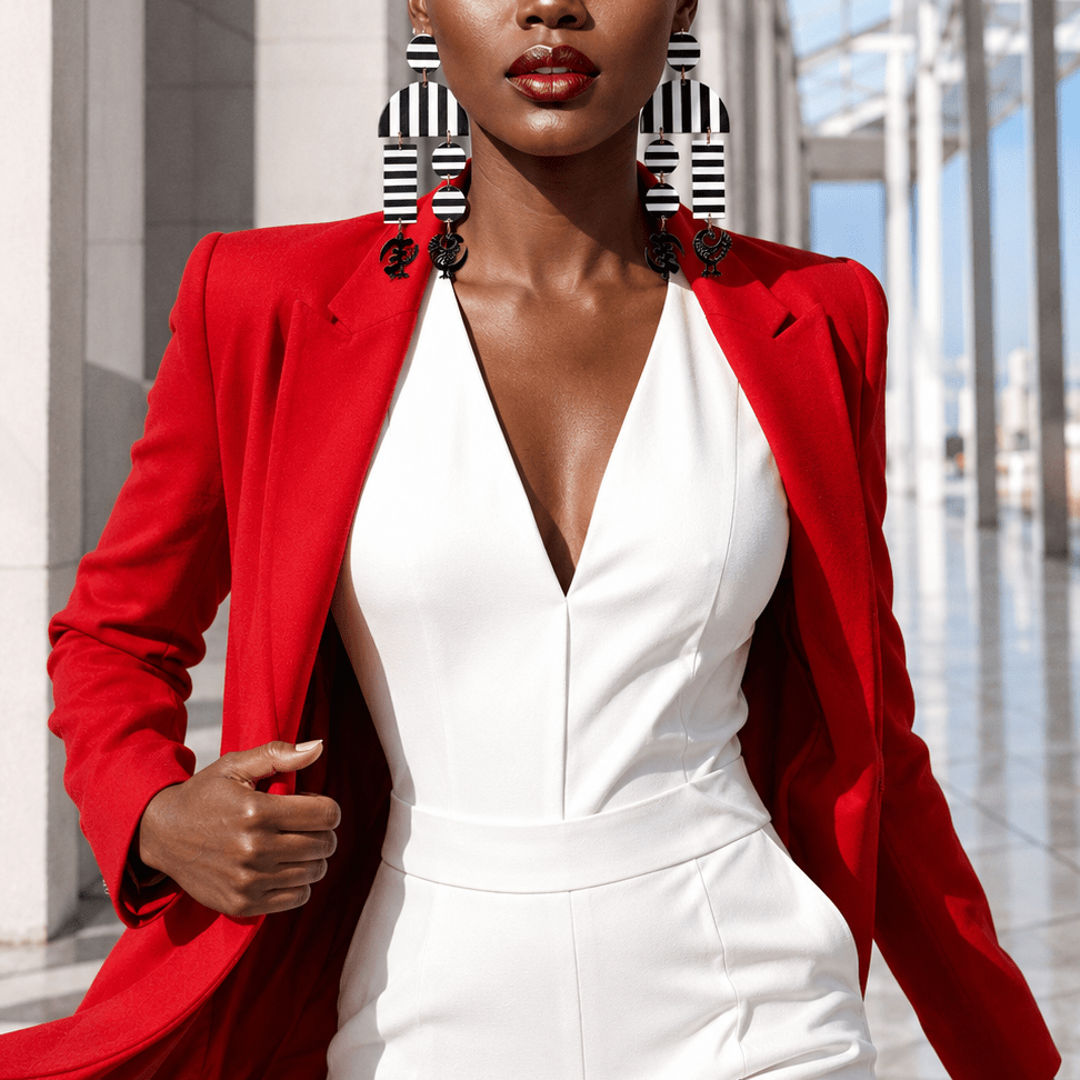 Monochrome Adinkra Earrings - Trufacebygrace
