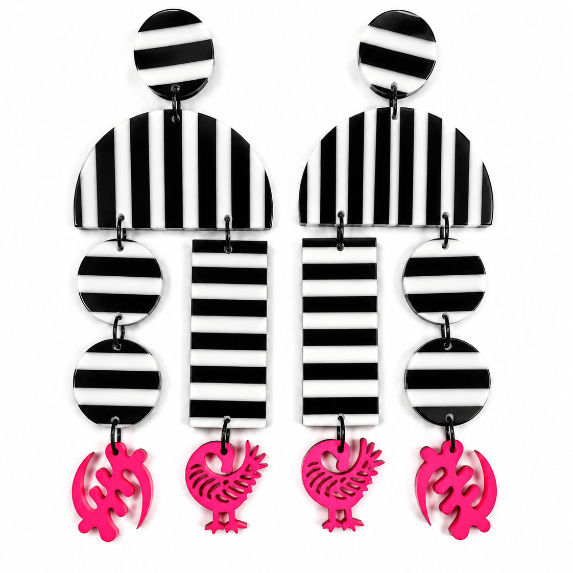 Monochrome Adinkra Earrings - Trufacebygrace