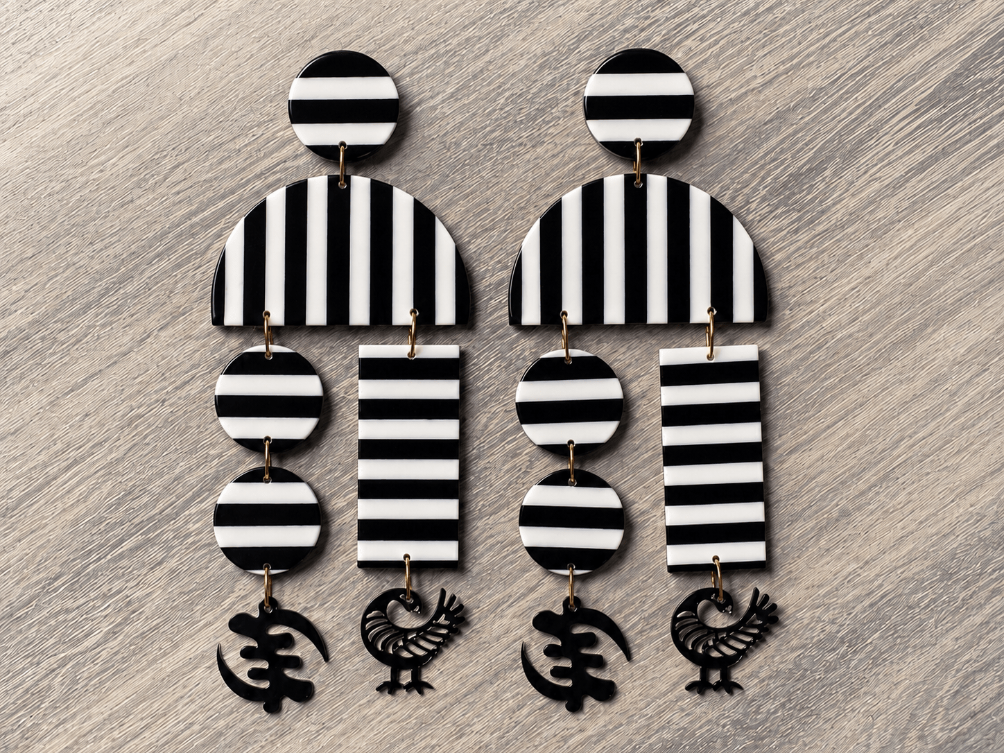 Monochrome Adinkra Earrings - Trufacebygrace