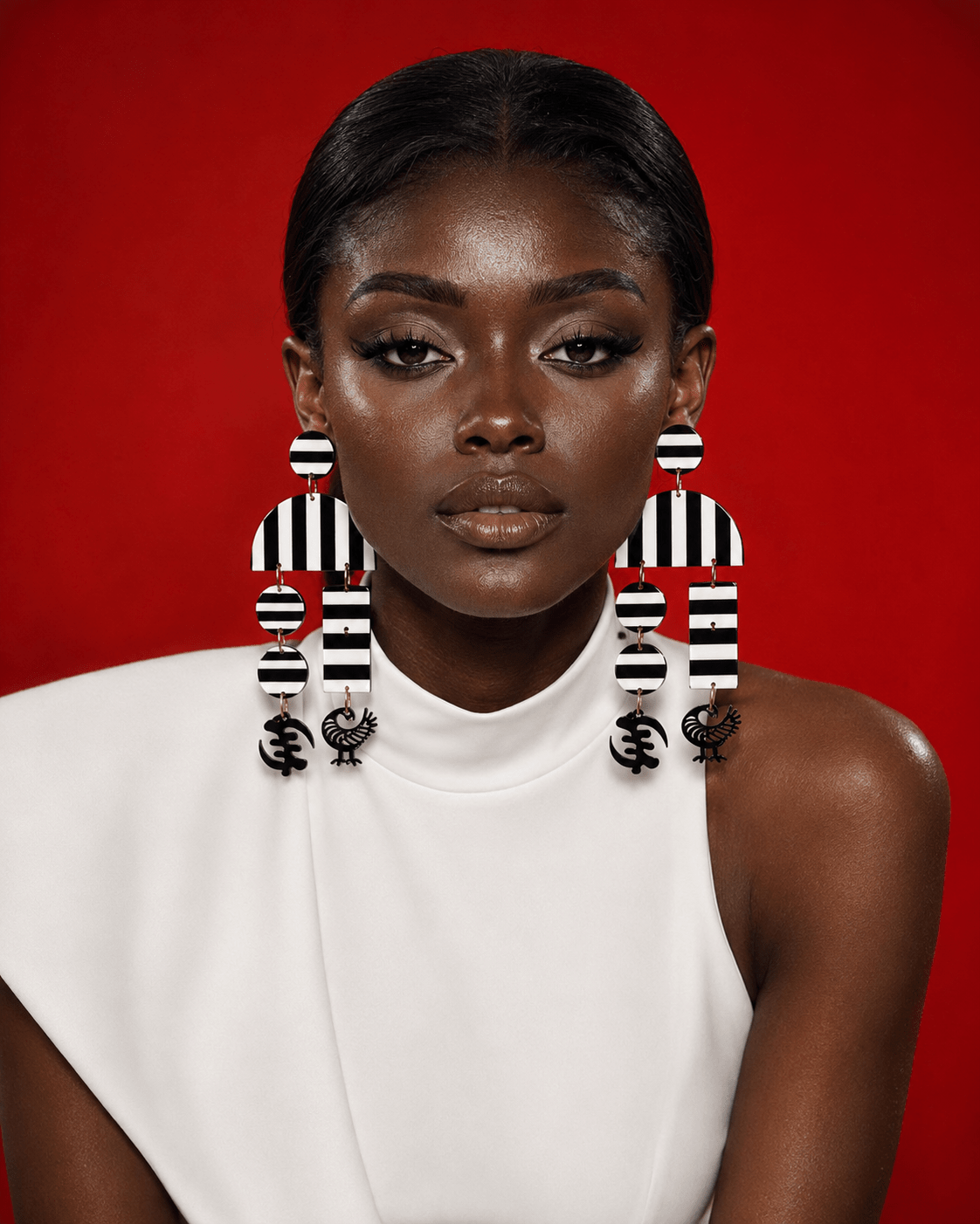 Monochrome Adinkra Earrings - Trufacebygrace