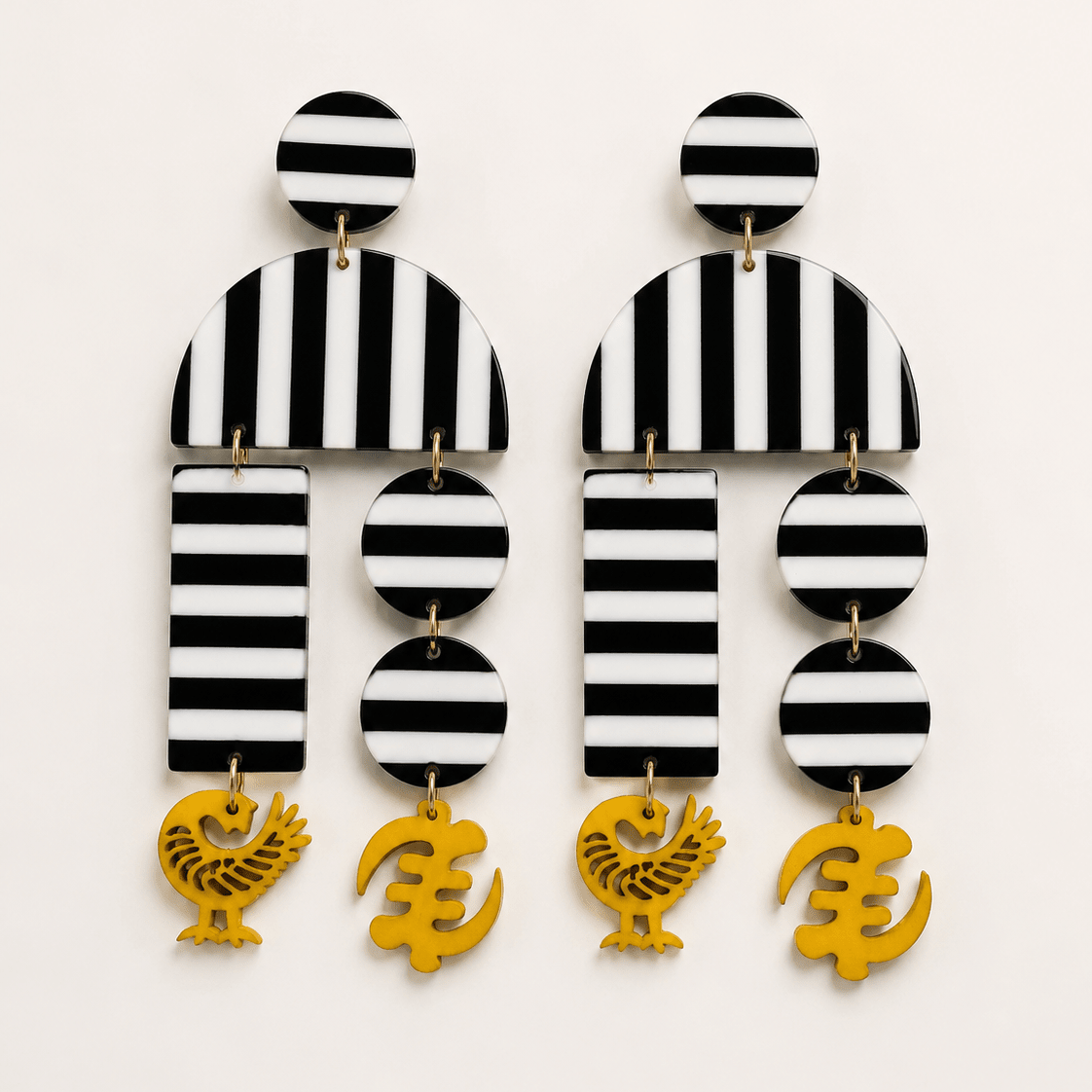 Monochrome Adinkra Earrings - Trufacebygrace