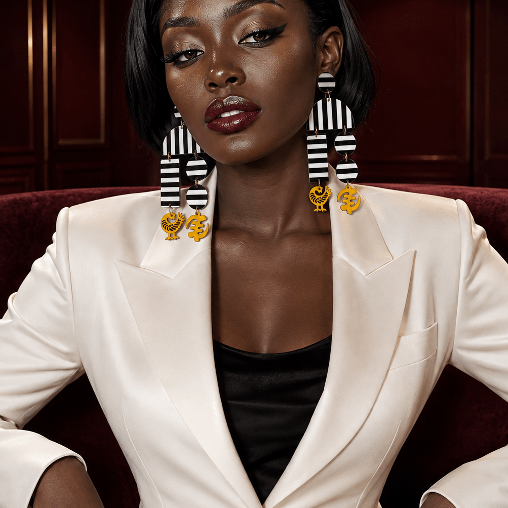 Monochrome Adinkra Earrings - Trufacebygrace